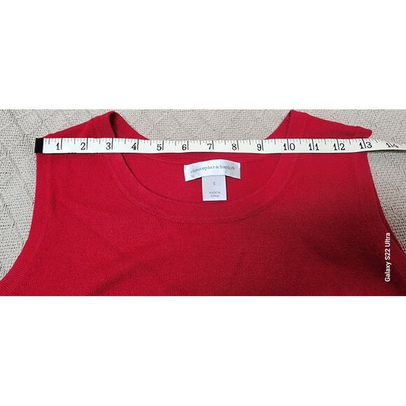 Christopher & Banks Womens Knit Sleeveless tank top red Cotton Blend Size Small - Picture 9 of 11